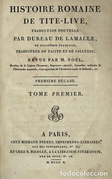 Libri antichi: L&Iacute;VIO. (Tito) - HISTOIRE ROMAINE DE TITE-LIVE. [15 VOLUMES, ED. COMPLETA, BILINGUE, LATIM E FRANC&Ecirc;S]