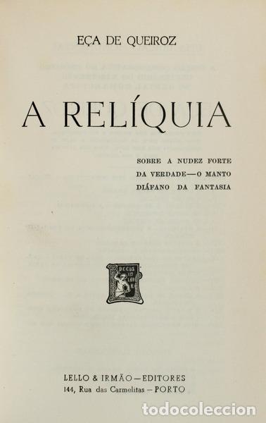 Libros antiguos: E&Ccedil;A DE QUEIROZ. - A REL&Iacute;QUIA. - Foto 1
