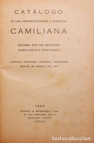 Libri antichi: CAT&Aacute;LOGO DE UMA IMPORTANT&Iacute;SSIMA E COMPLETA CAMILIANA REUNIDA POR UM DEVOTADO CAMILIANISTA PORTUENSE.