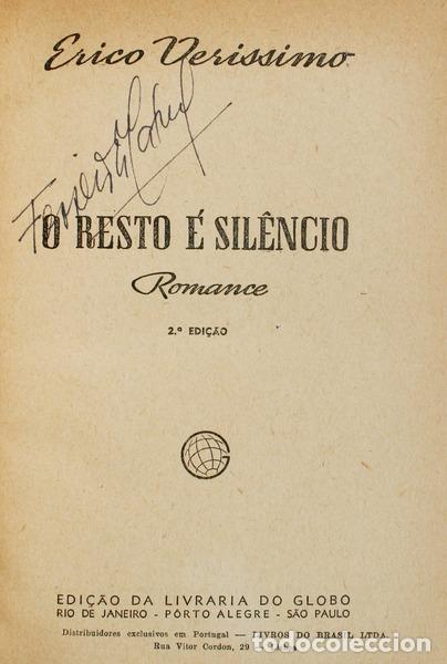 Libros antiguos: VER&Iacute;SSIMO. (Erico) - O RESTO &Eacute; SIL&Ecirc;NCIO. [2.&ordf; EDI&Ccedil;&Atilde;O] - Foto 1