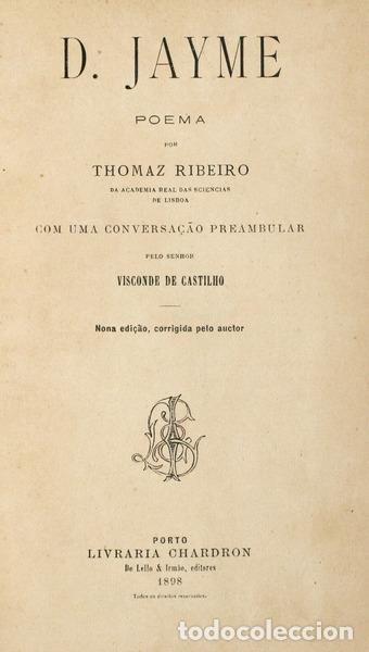 Libros antiguos: RIBEIRO. (Tom&aacute;s) - D. JAYME. [9.&ordf; EDI&Ccedil;&Atilde;O] - Foto 1