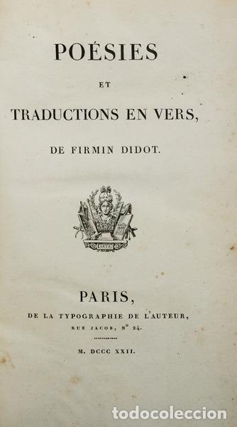 Old books: DIDOT. (Firmin) - PO&Eacute;SIES ET TRADUCTIONS EN VERS.