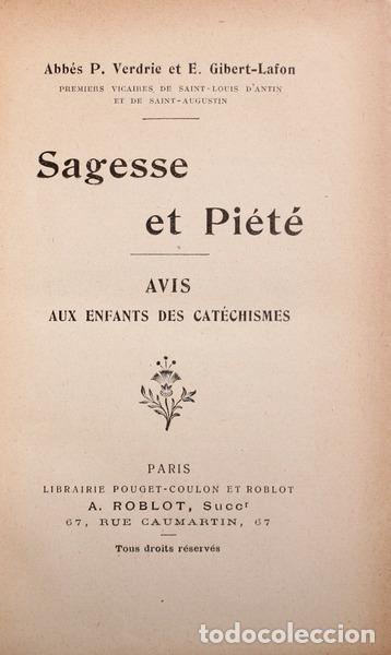 Libri antichi: VERDRIE. (P.) et E. Gilbert-Lafon. - SAGESSE ET PI&Eacute;T&Eacute;.