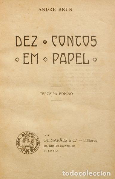 Libros antiguos: BRUN. (Andr&eacute;) - DEZ CONTOS EM PAPEL. - Foto 1