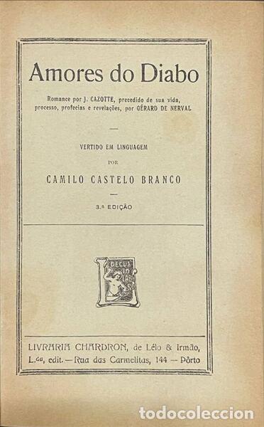 Libros antiguos: CAZOTTE. (Jacques) - AMORES DO DIABO. - Foto 2