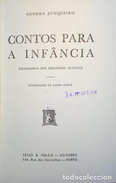 Libros antiguos: GUERRA JUNQUEIRO. (Ab&iacute;lio Manuel) - CONTOS PARA A INF&Acirc;NCIA. - Foto 1