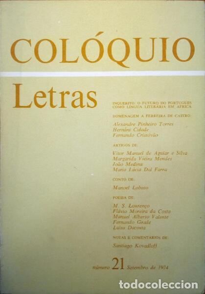 Libros antiguos: COL&Oacute;QUIO LETRAS, N.&ordm; 21, SETEMBRO 1974. - Foto 1
