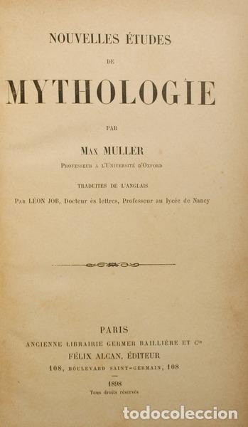Old books: MULLER. (Max) - NOUVELLES &Eacute;TUDES DE MYTHOLOGIE.