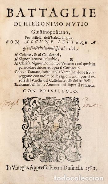 Libros antiguos: MUZIO. (Jer&oacute;nimo) - BATTAGLIE DI HIERONIMO MVTIO