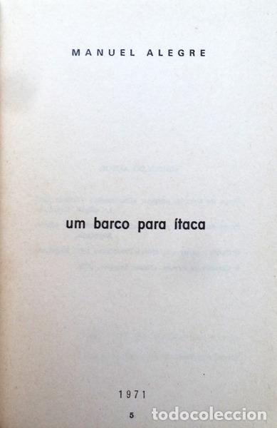 Libros antiguos: ALEGRE. (Manuel) - UM BARCO PARA ITACA. [1.&ordf; EDI&Ccedil;&Atilde;O] - Foto 2