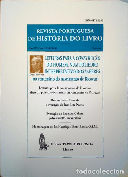 Libros antiguos: REVISTA PORTUGUESA DE HIST&Oacute;RIA DO LIVRO, VOLS. 33-34 - 2014.