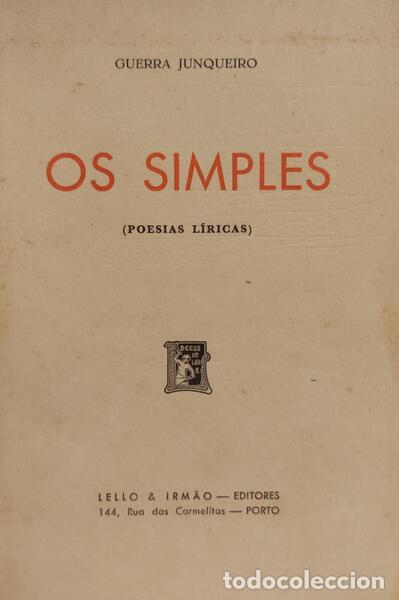 Libros antiguos: GUERRA JUNQUEIRO. (Ab&iacute;lio Manuel) - OS SIMPLES. - Foto 1