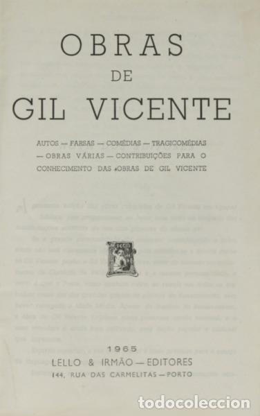 Libros antiguos: VICENTE. (Gil) - OBRAS. - Foto 1