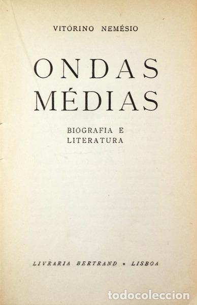 Libros antiguos: NEM&Eacute;SIO. (Vitorino) - ONDAS M&Eacute;DIAS. - Foto 2