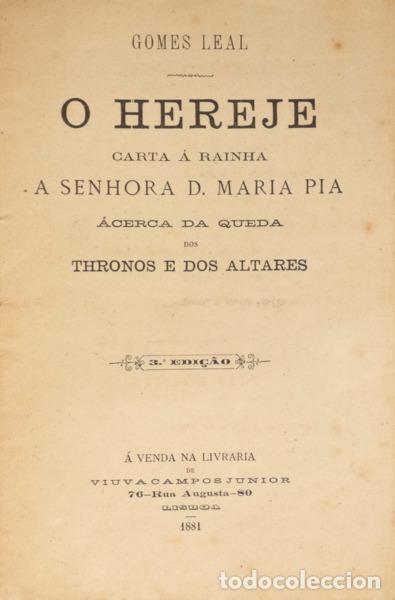 Libros antiguos: GOMES LEAL. (Ant&oacute;nio Duarte) - O HEREGE. - Foto 1