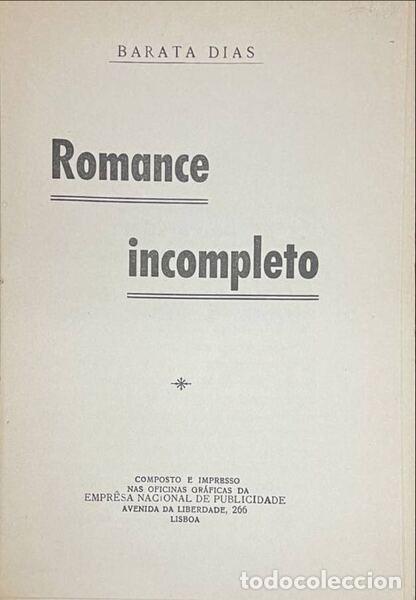 Libros antiguos: BARATA DIAS. - ROMANCE INCOMPLETO. - Foto 2