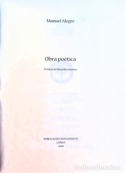 Libros antiguos: ALEGRE. (Manuel) - OBRA PO&Eacute;TICA. - Foto 2