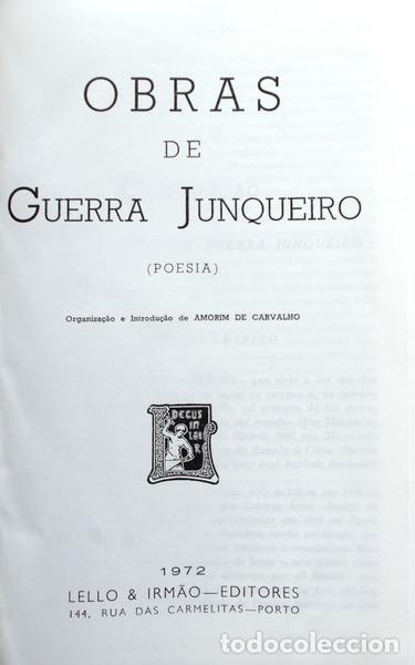 Libros antiguos: GUERRA JUNQUEIRO. (Ab&iacute;lio Manuel) - OBRAS. [1.&ordf; EDI&Ccedil;&Atilde;O] - Foto 1