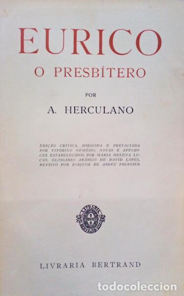 Libros antiguos: HERCULANO. (Alexandre) - EURICO O PRESB&Iacute;TERO - Foto 1