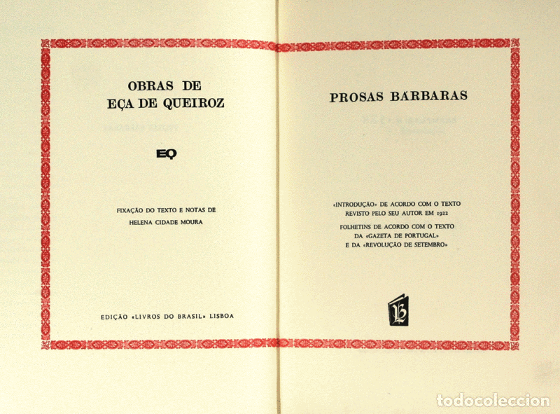 Libros antiguos: E&Ccedil;A DE QUEIROZ. (Jos&eacute; Maria de) - PROSAS B&Aacute;RBARAS. - Foto 1