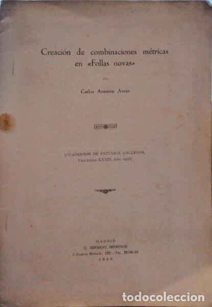 Libri antichi: ARE&Aacute;N. (Carlos Ant&oacute;nio) - CREACI&Oacute;N DE COMBINACIONES M&Eacute;TRICAS EN FOLLAS NOVAS.