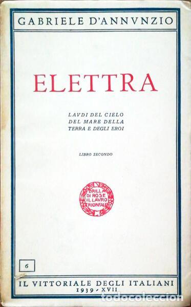 Libros antiguos: DANNUNZIO. (Gabriele) - ELETTRA. - Foto 1