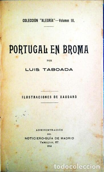 Libros antiguos: TABOADA. (Luis) - PORTUGAL EN BROMA. - Foto 1