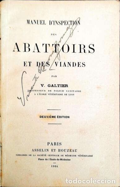 Libri antichi: GALTIER. (V.) - MANUEL DE INSPECTION DES ABATTOIRS ET DES VIANDES.