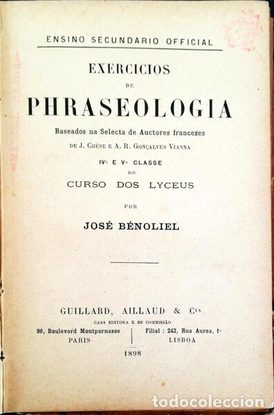 Libri antichi: BENOLIEL. (Jos&eacute;) - EXERCICIOS DE PHRASEOLOGIA.