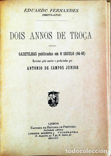 Libros antiguos: FERNANDES. (Eduardo) - DOIS ANNOS DE TRO&Ccedil;A. - Foto 1