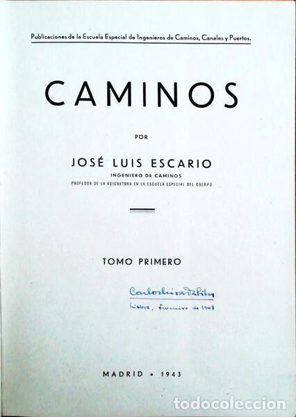 Libros antiguos: ESCARIO. (Jos&eacute; Luis) - CAMINOS. - Foto 1