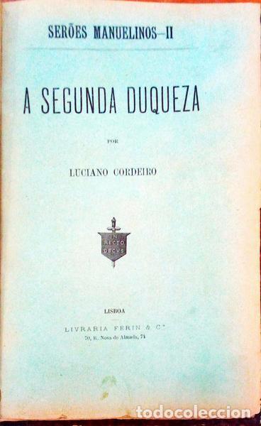 Libros antiguos: CORDEIRO. (Luciano) - A SEGUNDA DUQUEZA. - Foto 1