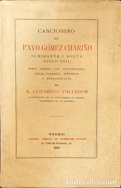 Old books: G&Oacute;MEZ CHARI&Ntilde;O. (Payo) - CANCIONERO DE PAYO G&Oacute;MEZ CHARI&Ntilde;O.