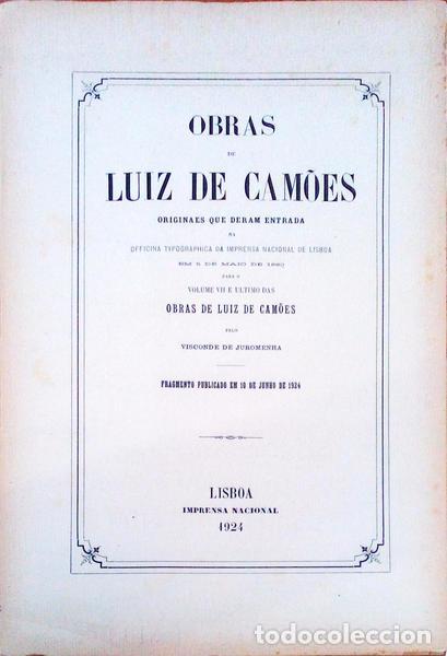Old books: JUROMENHA. (Visconde de) - OBRAS DE LUIZ DE CAM&Otilde;ES.