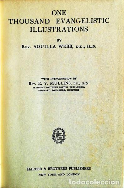 Libros antiguos: WEBB. (Aquilla) - ONE THOUSAND EVANGELISTIC ILLUSTRATIONS. - Foto 1