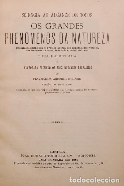 Old books: FLAMMARION. (Camille), Augusto Arcimis Wehrle e Gwenn-A&euml;l Bollor&eacute;. - OS GRANDES PHENOMENOS DA NATURE