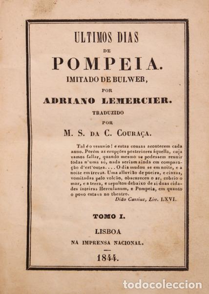 Libri antichi: LEMERCIER. (Adriano) - ULTIMOS DIAS DE POMPEIA. [2 VOLUMES].