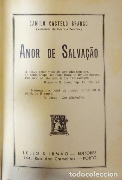 Libros antiguos: CASTELO BRANCO. (Camilo) - AMOR DE SALVA&Ccedil;&Atilde;O. - Foto 2