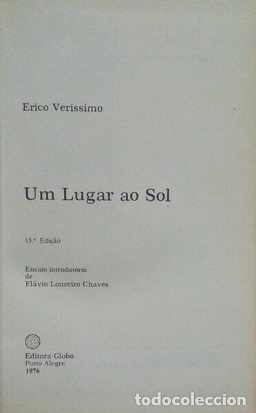 Libros antiguos: VERISSIMO. (Erico) - UM LUGAR AO SOL. - Foto 2