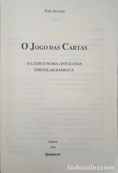 Libros antiguos: ALFARO. (Jos&eacute;) - O JOGO DAS CARTAS. - Foto 2