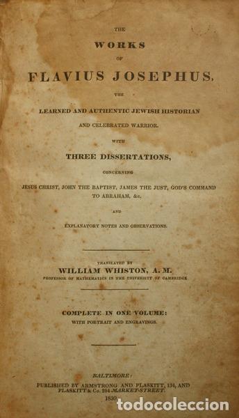 Old books: JOSEPHUS. (Flavius) - THE WORKS OF FLAVIUS JOSEPHUS.