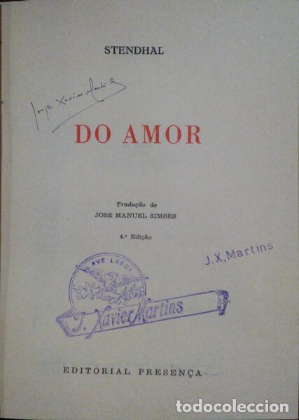 Libros antiguos: STENDHAL. (Henri-Marie Beyle) - DO AMOR. - Foto 2