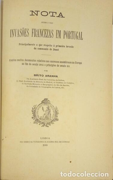 Antiquarische B&uuml;cher: ARANHA. (Brito) - NOTA &Aacute;CERCA DAS INVAS&Otilde;ES FRANCEZAS EM PORTUGAL.