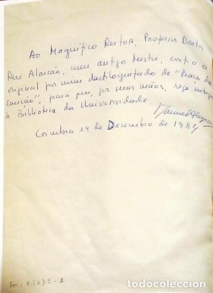 Libros antiguos: ALEGRE. (Manuel) - PRA&Ccedil;A DA CAN&Ccedil;&Atilde;O (DACTILOSCRITO). [FAC-S&Iacute;MILE] - Foto 2