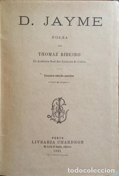 Libros antiguos: RIBEIRO. (Tom&aacute;s) - D. JAYME. [3.&ordf; EDI&Ccedil;&Atilde;O] - Foto 1