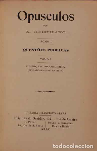 Libros antiguos: HERCULANO. - OPUSCULOS. - Foto 1