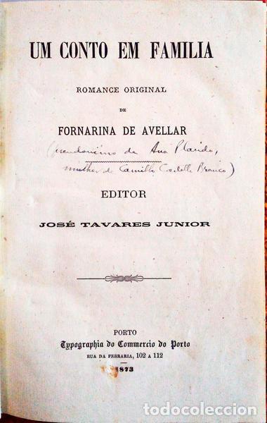 Libros antiguos: AVELLAR. (Fornarina) - UM CONTO EM FAMILIA.