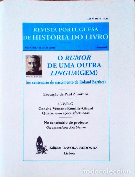 Old books: REVISTA PORTUGUESA DE HIST&Oacute;RIA DO LIVRO, VOLS. 35-36 - 2015.