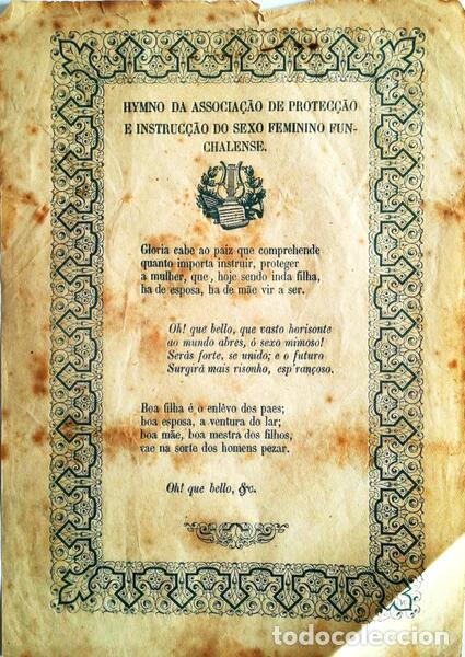 Antiquarische B&uuml;cher: HYMNO DA ASSOCIA&Ccedil;&Atilde;O DE PROTEC&Ccedil;&Atilde;O E INSTRUC&Ccedil;&Atilde;O DO SEXO FEMININO FUNCHALENSE.