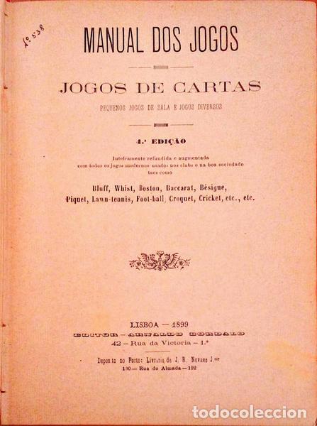 Libri antichi: MANUAL DOS JOGOS. Jogos de Cartas.
